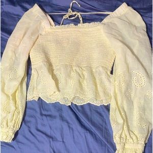 American Eagle Long Sleeve Square Neck Babydoll Blouse